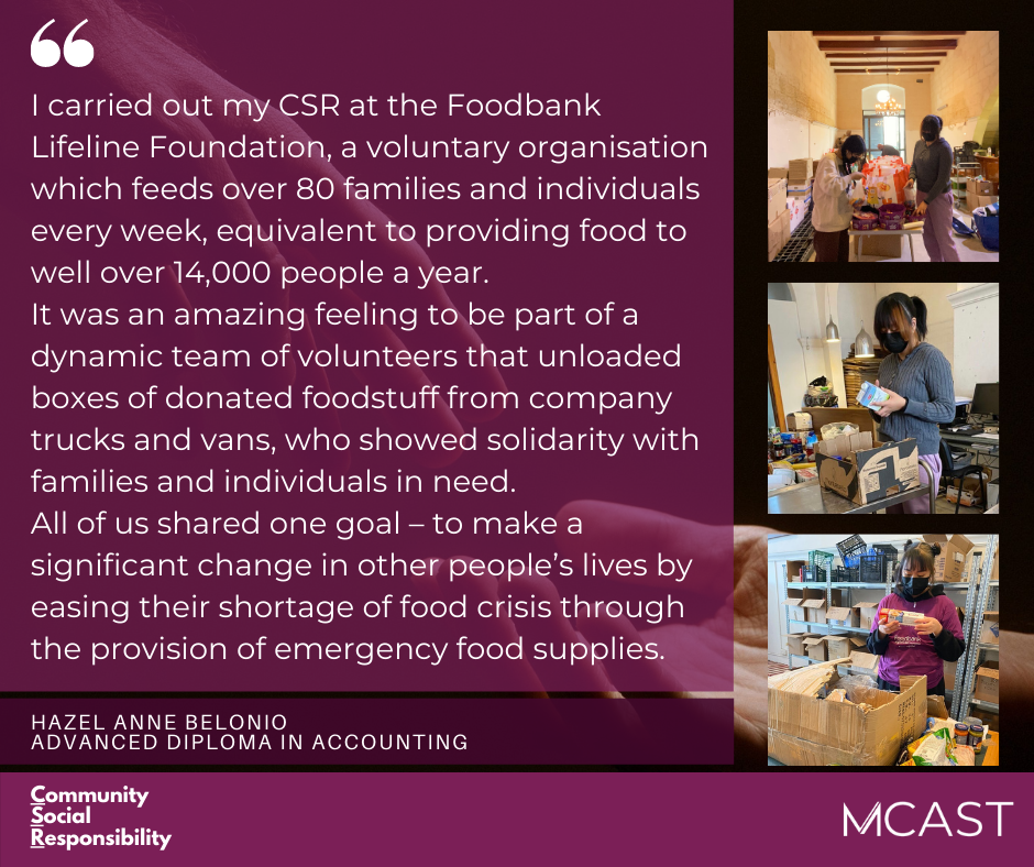 Belonio Hazel Anne - MCAST CSR - Foodbank Lifeline Foundation
