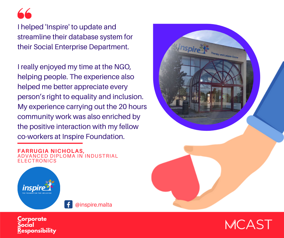 Farrugia Nicholas - MCAST CSR Testimonial - Inspire