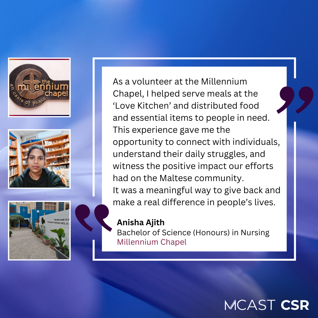 Mcast csr anisha ajith millennium chapel