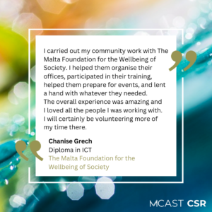 Mcast csr chanise grech malta foundation for the wellbeing of society