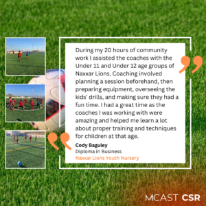 Mcast csr cody baguley naxxar lions youth nursery