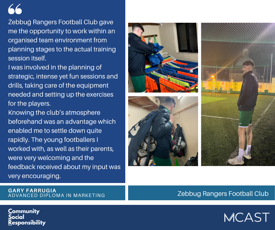 MCAST CSR - Gary Farrugia - Zebbug Rangers Football Club