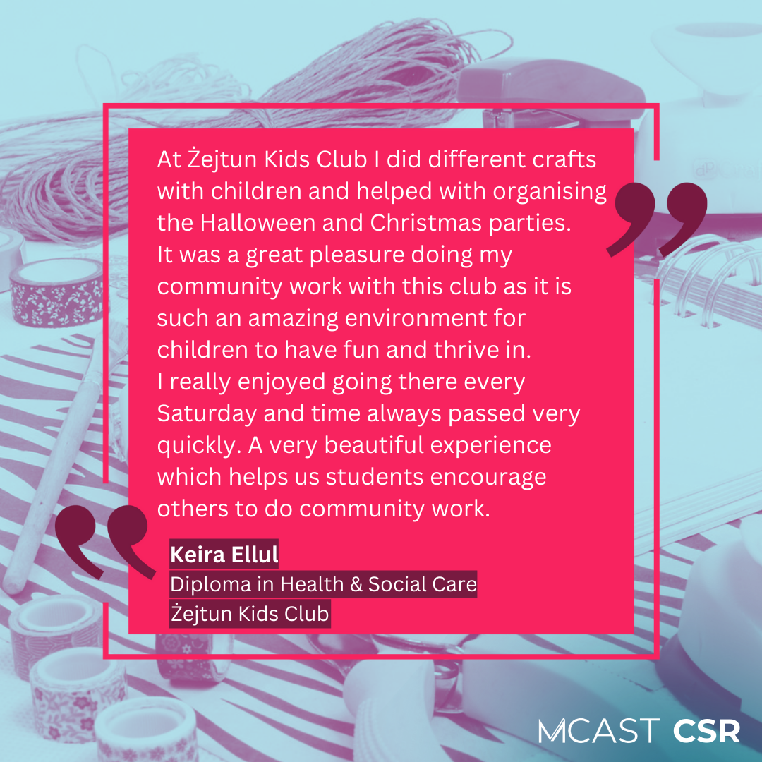 MCAST CSR - Keira Ellul - Zejtun Kids Club