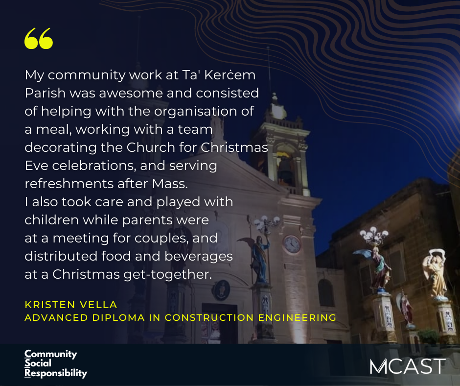 MCAST CSR - Kristen Vella - Ta' Kercem Parish