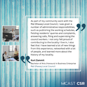 Mcast csr kurt zammit hal ghaxaq local council