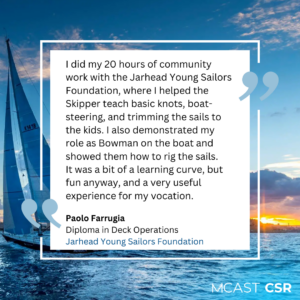 Mcast csr paola farrugia jarhead young sailors foundation