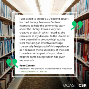 Mcast csr ryan zammit literacy resource centres