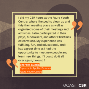 Mcast csr sherona bugeja fgura youth centre