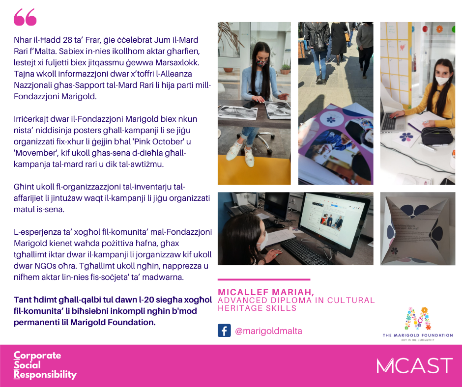 Micallef Mariah - MCAST CSR Testimonial