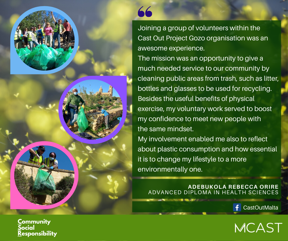 adebukola rebecca orire - advanced diploma in health sciences - mcast csr testimonial